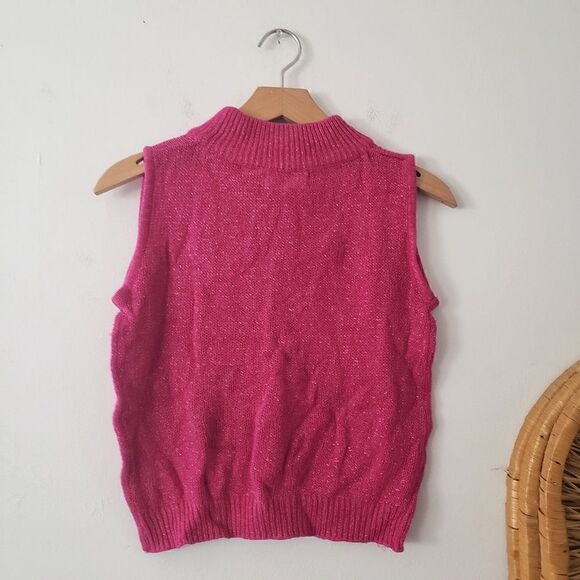 Vintage Silk Angora Blend Knit Sleeveless Sweater Pink Shimmer Margules L - Picture 2 of 6